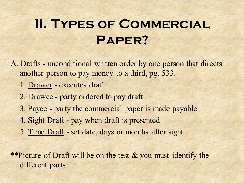 What is on sale commercial papers